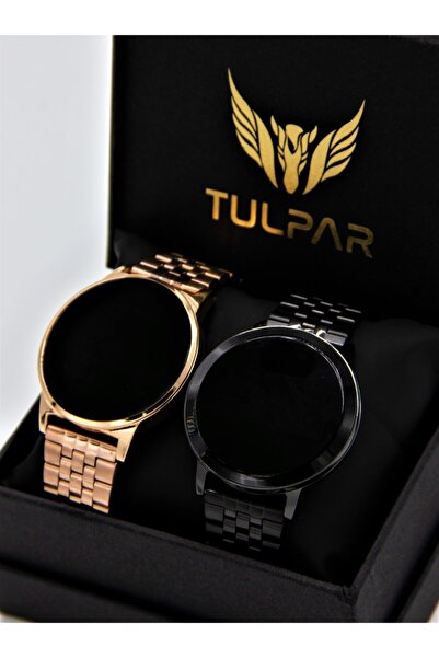 Tulpar Özel Kutusunda Çift Saati Metal Kordon Dokunmatik Led Sevgili Saatleri