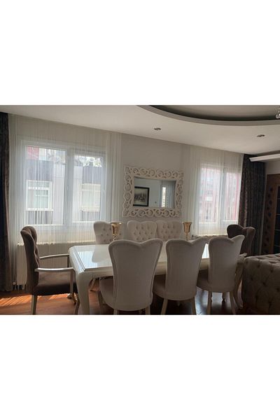 AKÇA TEKSTİL Rope Model Off White Color Rope Curtain 300*270 cm 2 mm Taped Buttoned Rope Curtain in Strips