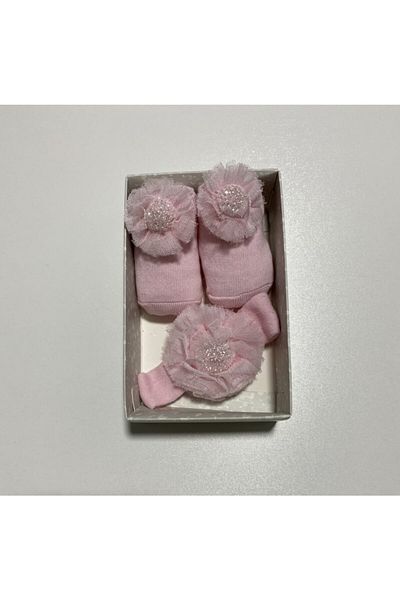Yumese Glitter Tulle Flower Socks Bandana