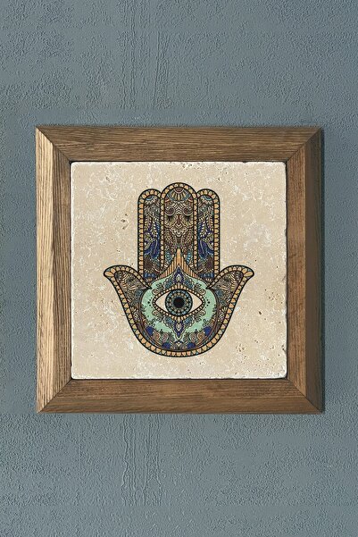 Oscar Stone Decor Masif Çerçeveli Fatma Ana Eli (bereket Nazar) Doğaltaş Tabl...