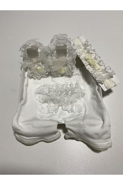Yumese Baby Girl Ecru Cotton Shorts Set