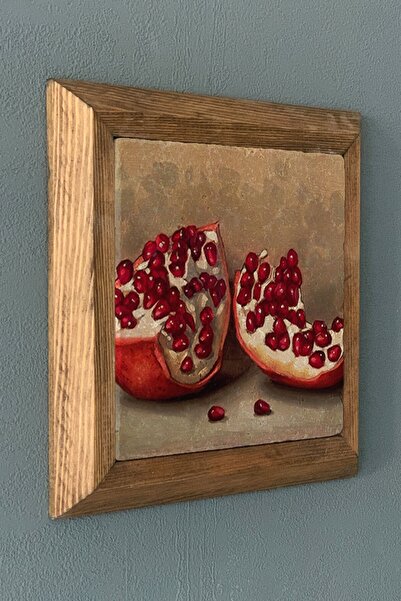 Oscar Stone Decor Masif Çerçeveli Nar  Doğaltaş Tablo Pano 28x28 Cm