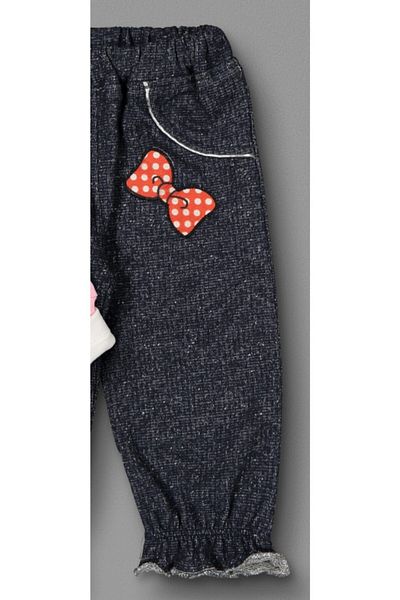 Novy Baby Hooded Polka Dot Printed Cotton Princess Applique Embroidered Baby Girl-Child 3-Piece Set 0-2 Years Ecru