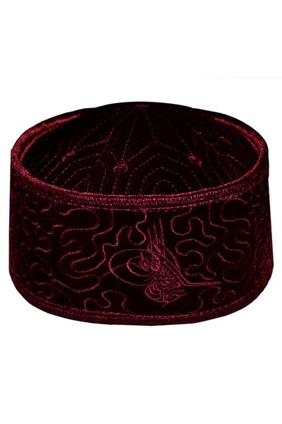 şahinbak Claret Red Skullcap - Tuğra and Molded, Rıfa-I Skullcap T042