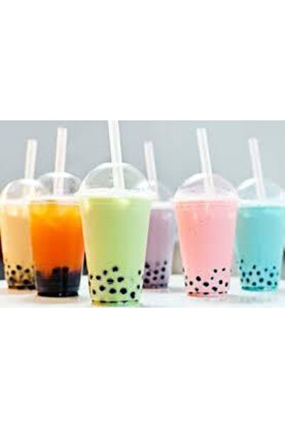 Genel Markalar Mg Home 20 Adet Plastik Şeffaf Bardak Kapaklı 300ml Cc Milkshake Bardağı