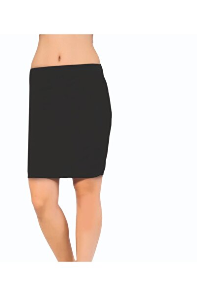 Genel Markalar Collection Kadın Düz İpeksi Dokulu fiber Mini Jüpon (Etek Astarı)