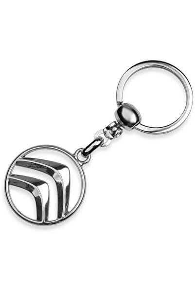 Modül 1.جودة - سلسلة مفاتيح معدنية للسيارة مع شعار سيتروين - مطلية بالكروم