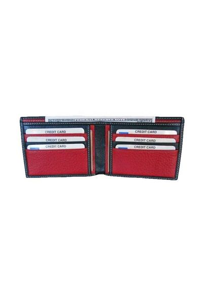 Zenga Men's Black Red Original Leather Wallet 288-51