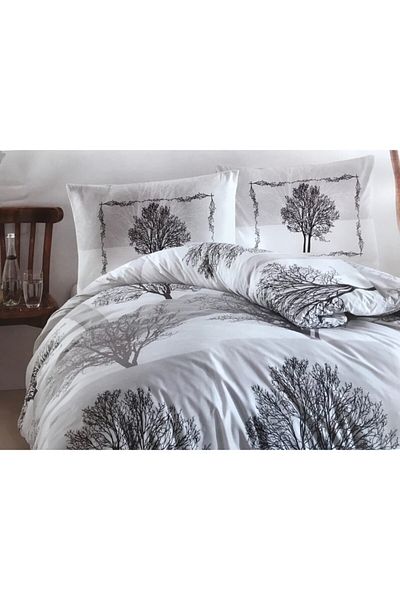 Altınbaşak Tree Grey Ranforce Πλήρες Σετ Παπλωματοθήκη Διπλό