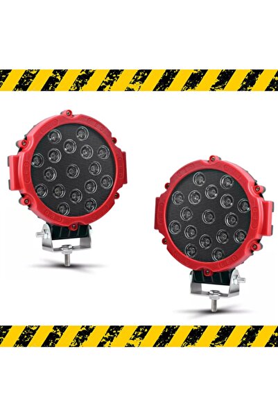 Point Off Road Projektör Metal Kapak Beyaz Işık 17 Led Yuvarlak 18 Cm Kırmızı...