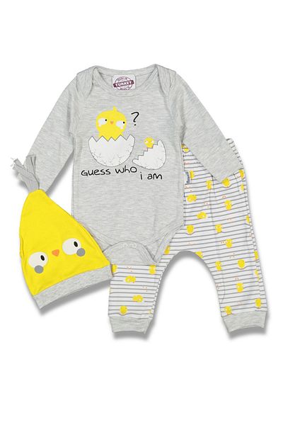 Miniworld Confused Chick Patterned 3-Piece Body Set