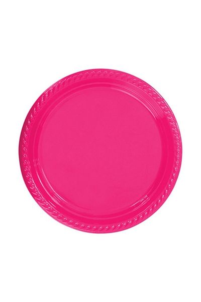 14Süs 25 Pieces of Fuchsia Plastic Plates - 22cm
