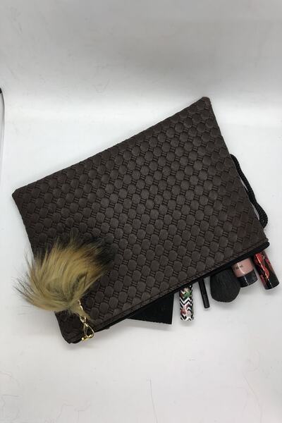 MENİSE Comfortable Cut Makeup Bag with Pompom