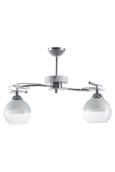 Genel Markalar Şeffaf camlı 2'li modern modern avize, şık beyaz tasarım