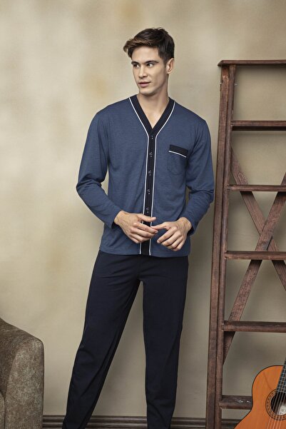 KLY Σετ πιτζάμες με V-λαιμόκοψη και κουμπιά σε όλο το μήκος