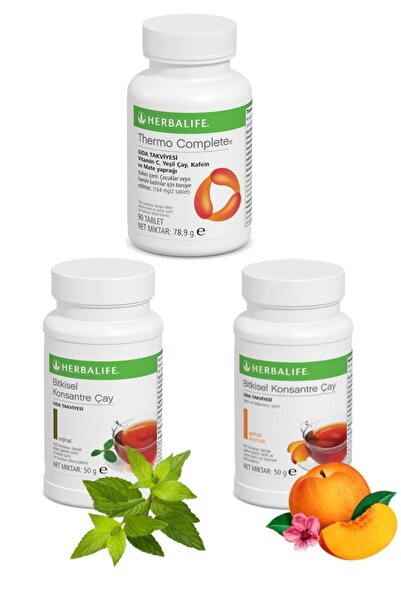 Herbalife Bölgesel Incelme Seti 2 Adet Çay 50 gr Şeftali + Klasik Thermo Comp...