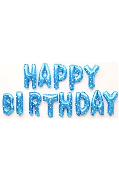 PARTİ SEPETİ بالون عيد ميلاد سعيد باللون الأزرق
