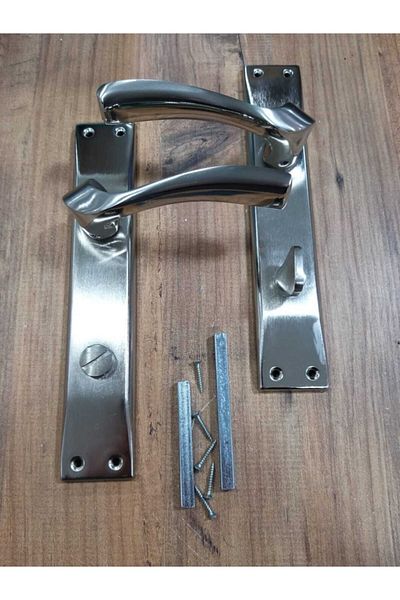 ARON Diamond Mirrored Nickel Satin Bathroom-wc Door Handle Left (1TKM)