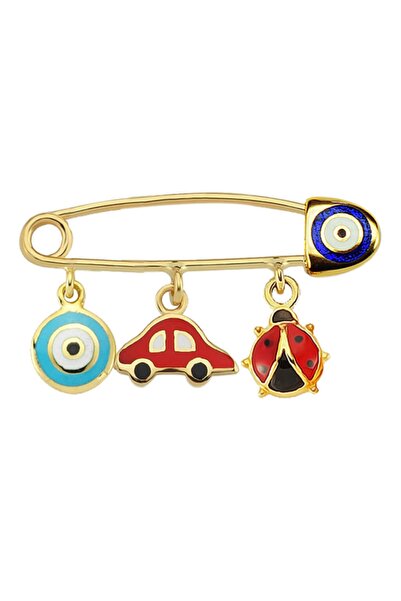 Lilarote Pırlanta Altın Uğur Böceği Araba Ve Nazarlı Bebek Iğnesi