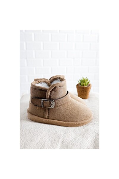 GEZER Unisex Παιδικές Καφέ Παντόφλες Εσωτερικού Χώρου με Γούνα Trc22-3004