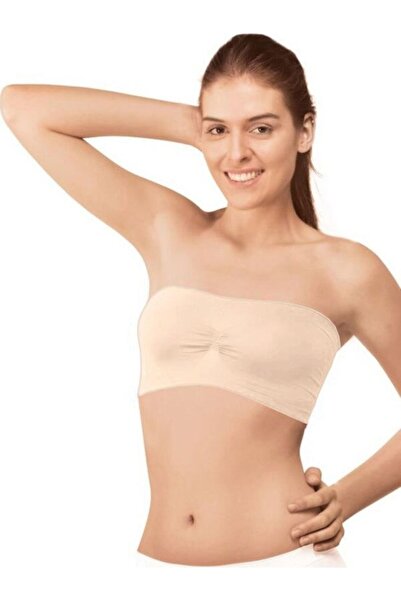 Elite Life Kadın Ten Rengi Dikişsiz Straplez Model Sünger Destekli Büstiyer 776