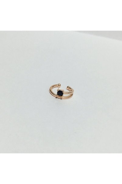 Tmt Silver Gümüş Rose Siyah Zirkon Taşlı Kıkırdak Küpe