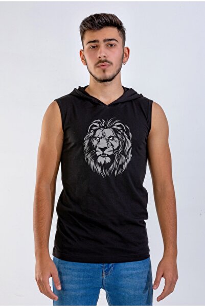 Raf Coll Unisex crna Sa kapuljačom bez rukava T-shirt siva Arslan Štampano