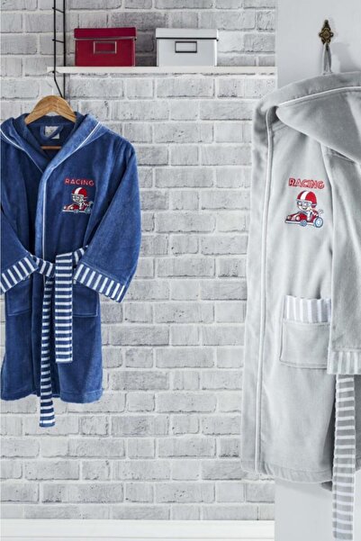 Ecocotton Racer Erkek Çocuk Bornozu Mavi 9-10 Yaş