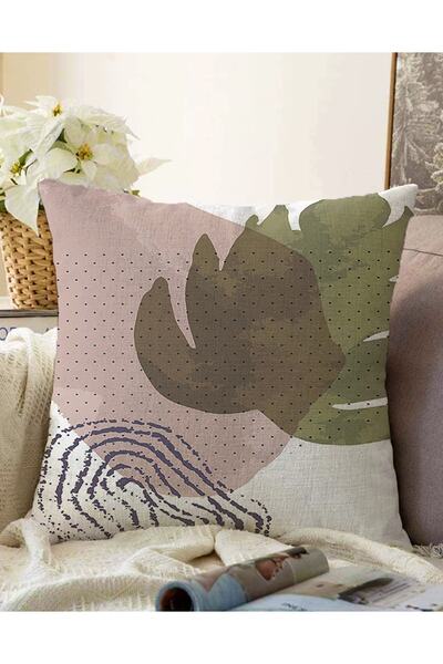 Realhomes Çift Taraflı Beyaz Zeminde Suluboya Devetabanı Yaprak Motifli Moder...