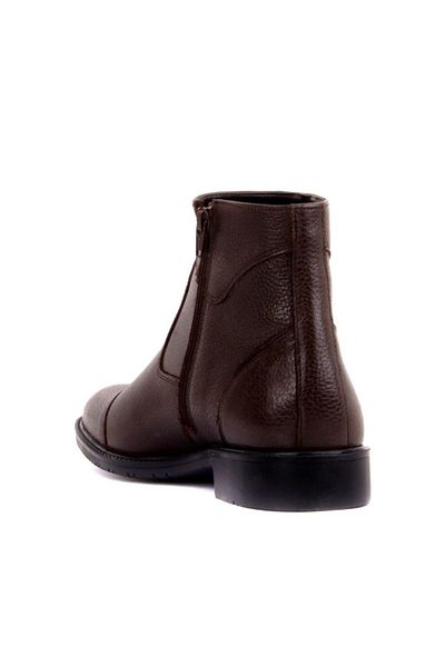 Fosco Men's Brown Zippered Genuine Leather Rubber Sole Warm Lining Boots 8606 553