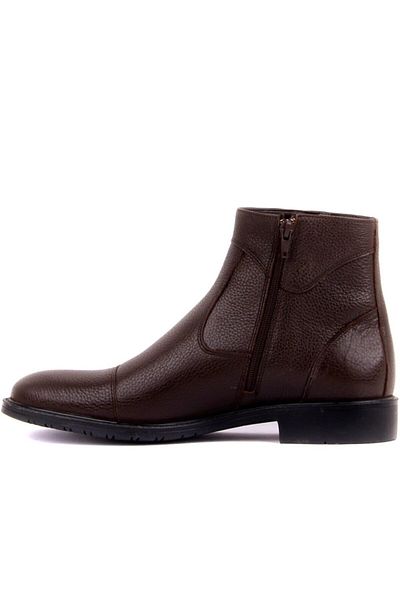 Fosco Men's Brown Zippered Genuine Leather Rubber Sole Warm Lining Boots 8606 553
