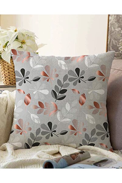 Realhomes Çift Taraflı Pastel Zeminde Yaprak Desenli Dijital Baskılı Modern R...