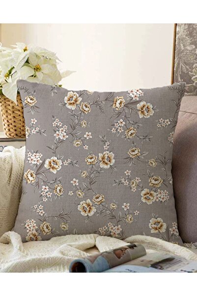 Realhomes Çift Taraflı Renkli Zeminde Çiçek Desenli Dijital Baskılı Modern Ra...