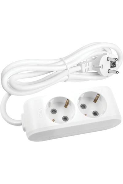 VİKO Multi-let 2'li Topraklı Kablolu Çocuk K. Grup Priz 2 Metre Beyaz 90113202