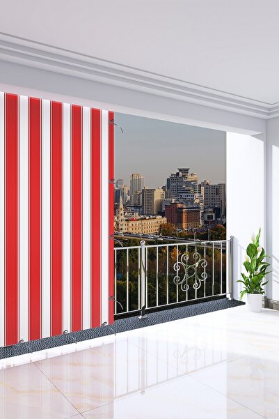 AL-CA HOME Balkon Güneşlik Brandası, 580 X 250 Kırmızı Renkli. Balkon Perdesi
