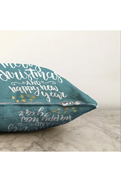 Realhomes Двосторонній кольоровий фон з золотими деталями та написом «Merry Christmas» на рашель-тканині, чохол для подушки