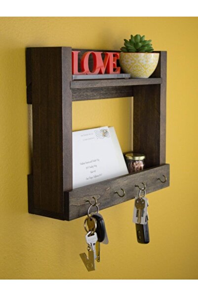 Tahta Bahçesi Ahşap Anahtarlık Duvar Rafı