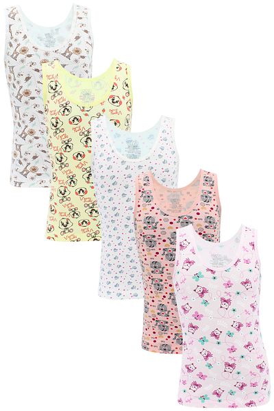 biyokids Tricou pentru fete Pachet de 5 culori mixte cu bretele late cu imprimeu