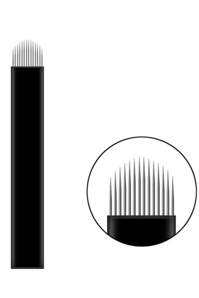 Lalvolin 14 U Pin Microblading Iğnesi 14 Upin Siyah Blades 0.18mm 10 Adet