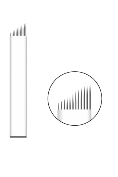 12 Pin Microblading Iğnesi 12 Numara Iğne 0.25mm Beyaz Blades 10 Adet