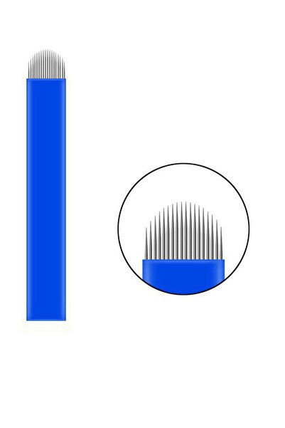 Lalvolin 18 U Pin Microblading Iğnesi 18 Upin Mavi Blades 0.20mm 10 Adet