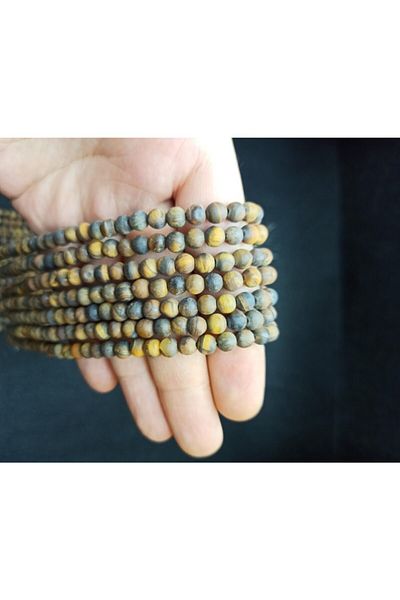 Yüksel Boncuk Σειρά από φυσική πέτρα ματ Tiger Eye 6 mm