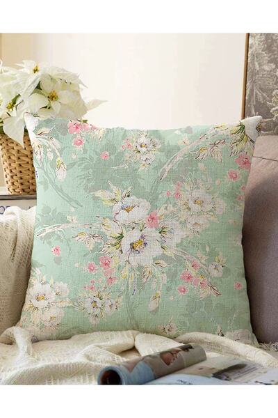 Realhomes Çift Taraflı Renkli Zeminde Çiçek Motifli Dijital Baskılı Modern Ra...