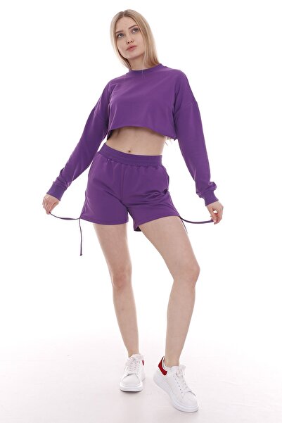 DISENTIS MODEST Шорти з боковими шнурівками та еластичним поясом, фіолетового...
