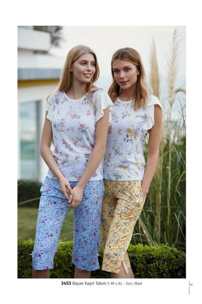 Feyza Kadın Sarı Kapri Pijama Takımı3453