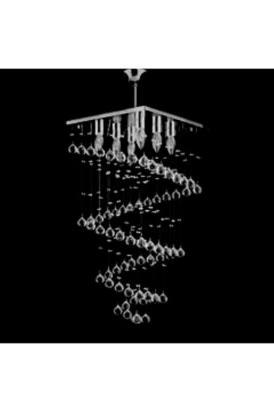 öalpa Helezon 6'lı Kristal Taşlı Salon Model Paslanmaz Avize