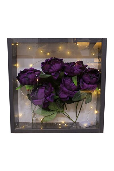 Çerçevelet 30x30 Ahşap Camlı Çerçeve - Ledli- Siyah