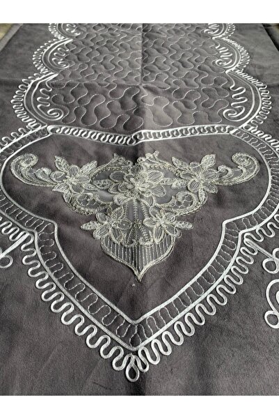 Prestij Home TEKSTİL Gri Fransız Kadife Seccade