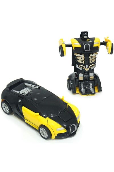 Can Toys Car Transforming into Robot Bugatti Yellow