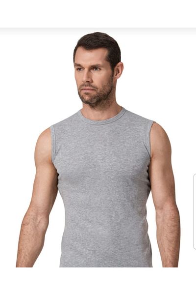 Namaldı Men's Gray Undershirt Rib - Crew Neck, Sleeveless, New Season